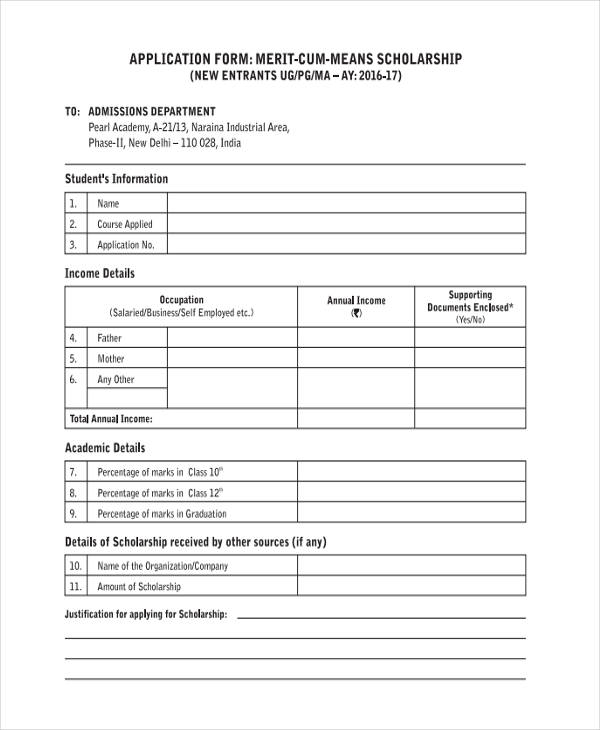 affidavit form for scholarship