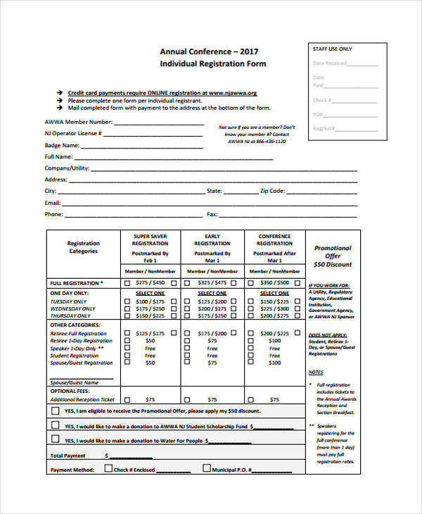 annual conference individual registration form