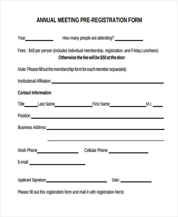annual conference pre registration form