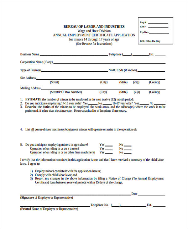 FREE 11 Employment Certification Forms In PDF MS Word