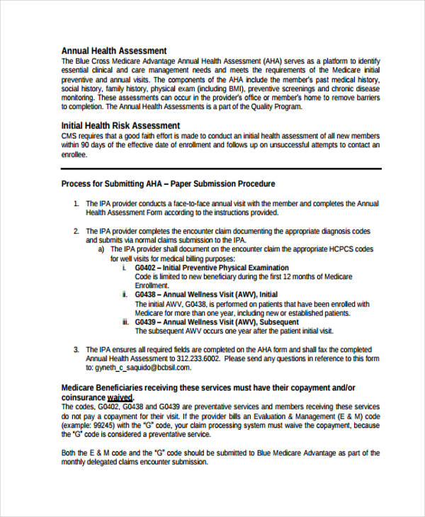 annual health risk assessment form