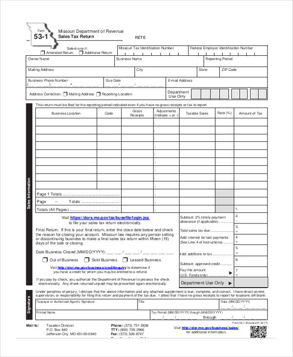 annual sales tax report form