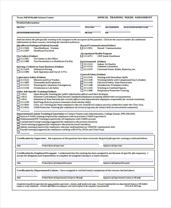 annual training needs assessment form3