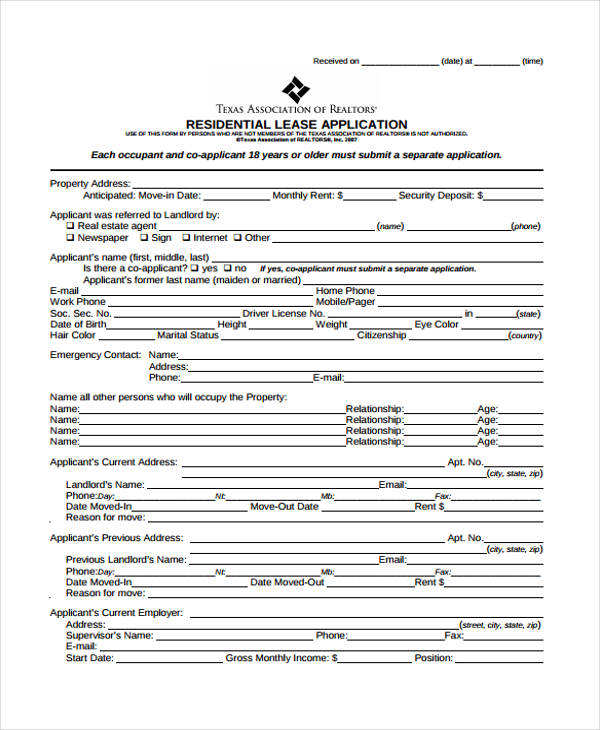 apartment rental lease application form1