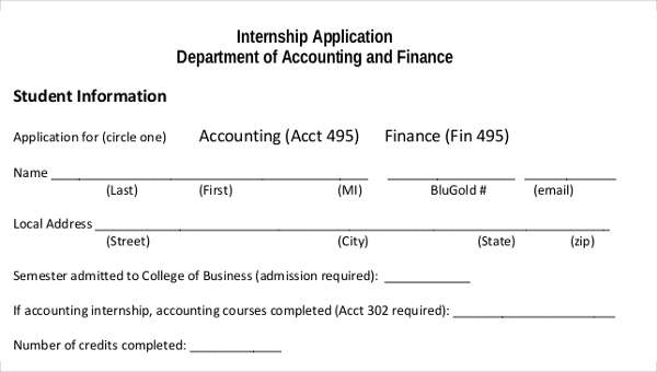 application accounting form samples