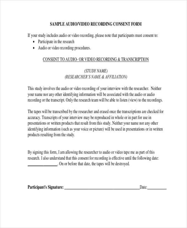 audio interview release form example1