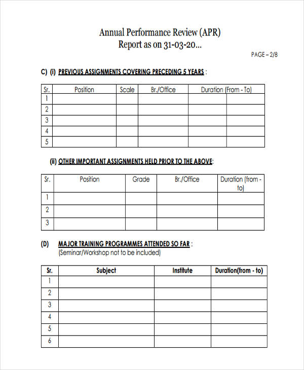 bank manager appraisal form