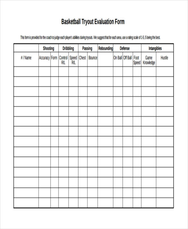 FREE 9  Basketball Evaluation Form Samples in PDF