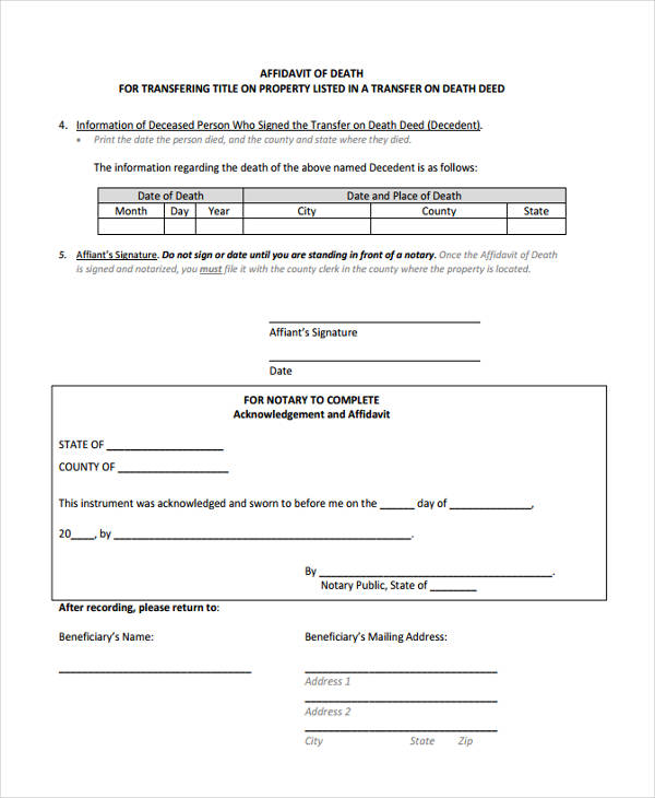 blank affidavit form