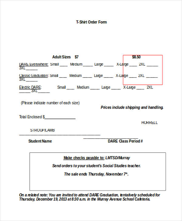 free 12 t shirt order forms in ms word pdf excel