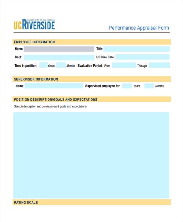 blank performance appraisal