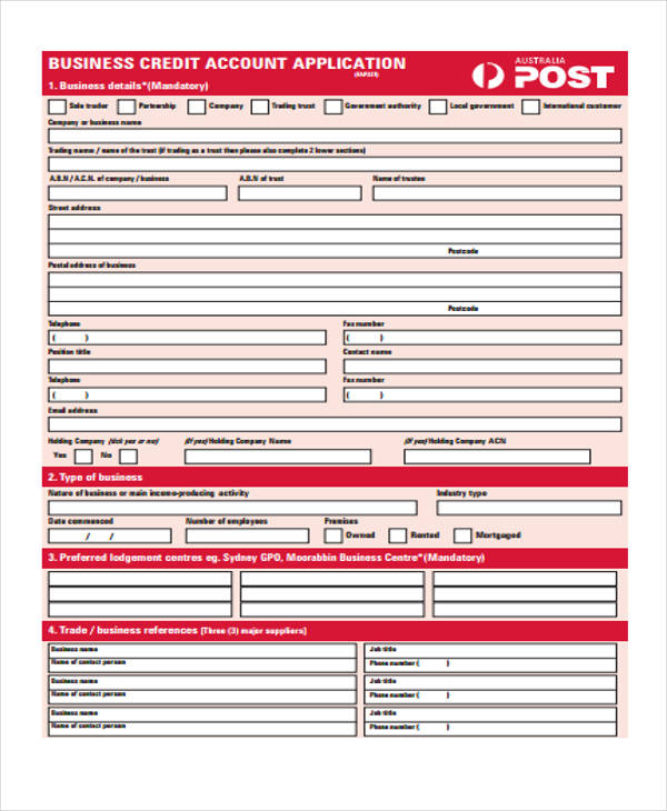 business credit account application form2