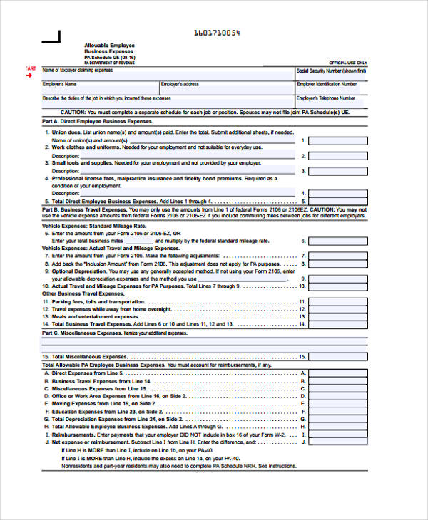 business expense insurance form