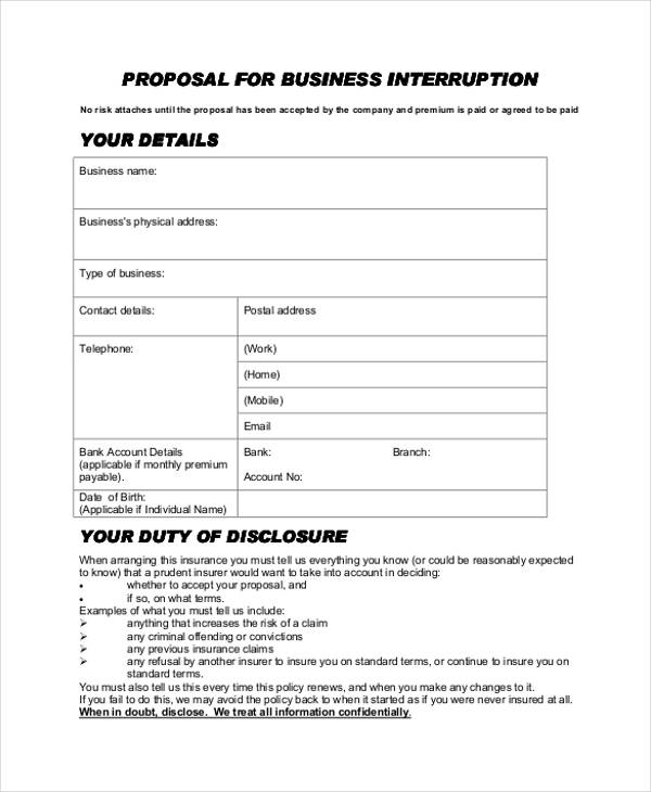 business interruption proposal form2