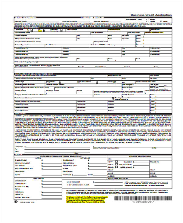 business lease credit application form2
