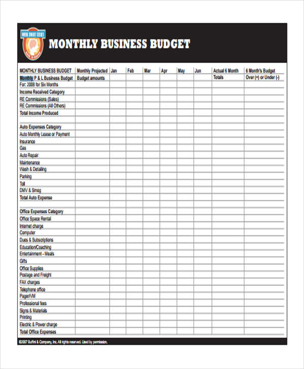 free 6 business budget forms in pdf ms word