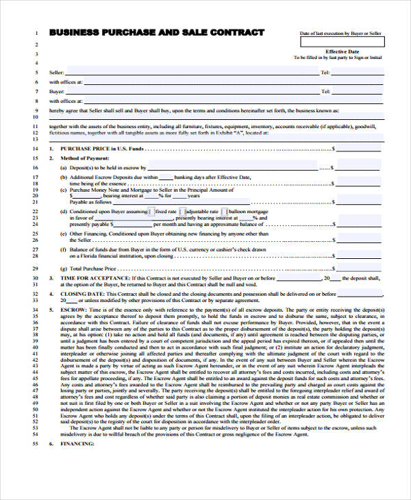 business sales purchase agreement form3