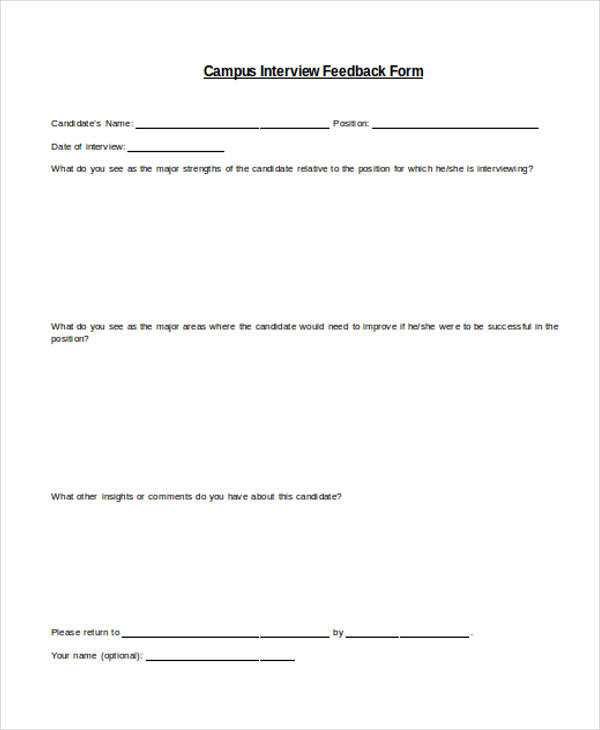 campus interview feedback