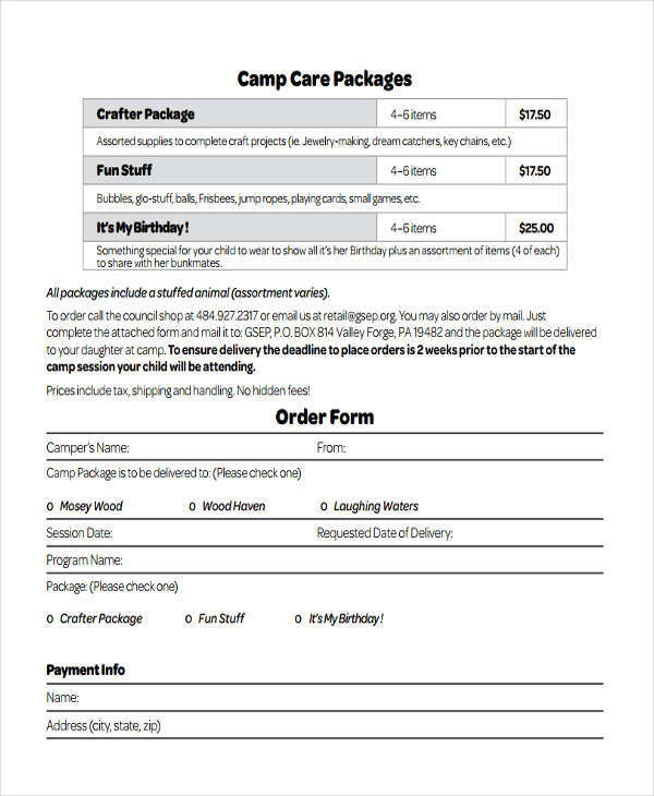 care package form