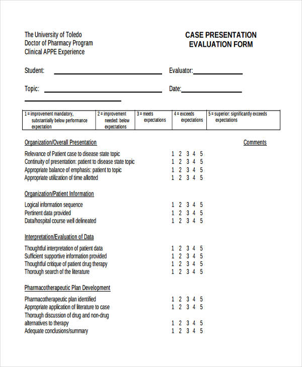 case presentation form