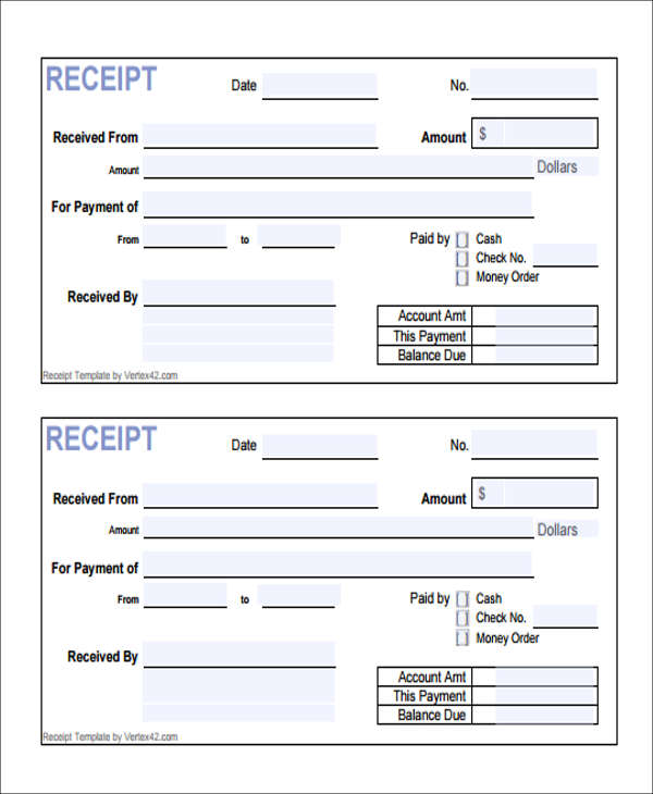 free 12 payment receipt forms in pdf excel ms word