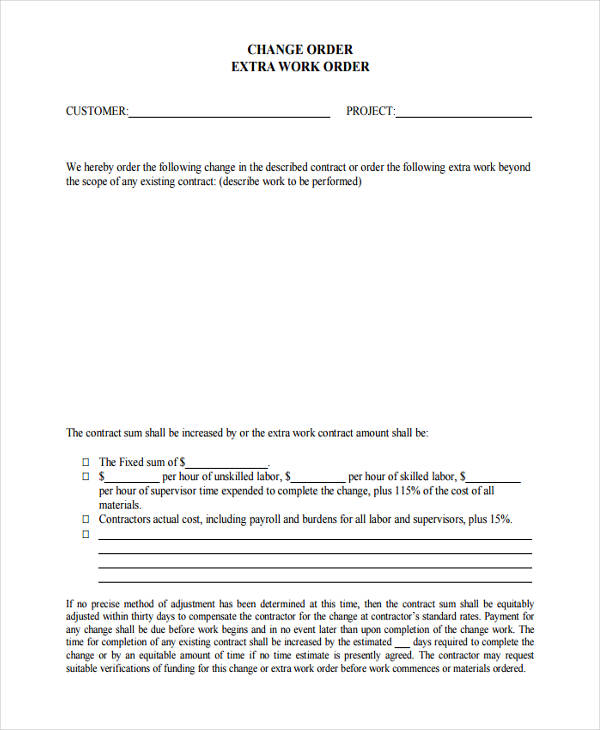 FREE 11+ Change Order Forms in PDF | Excel | MS Word