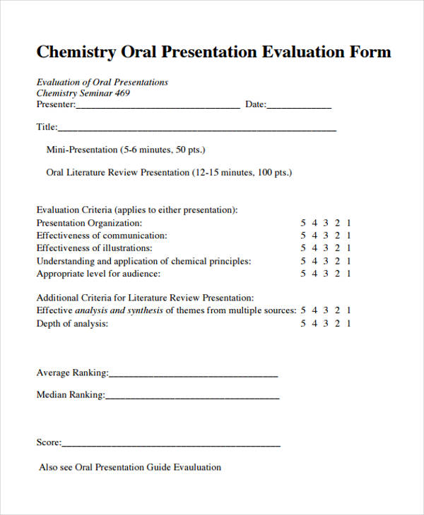 chemistry oral presentation evaluation