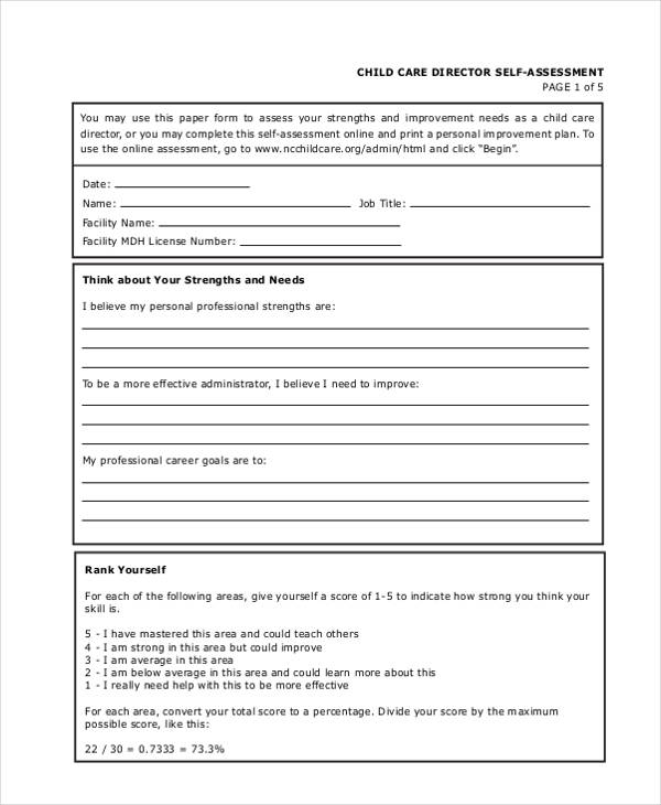 FREE 7 Sample Child Care Evaluation Forms In MS Word PDF   Child Care Director Evaluation Form 