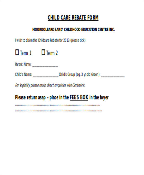 FREE 9 Sample Child Care Application Forms In PDF MS Word