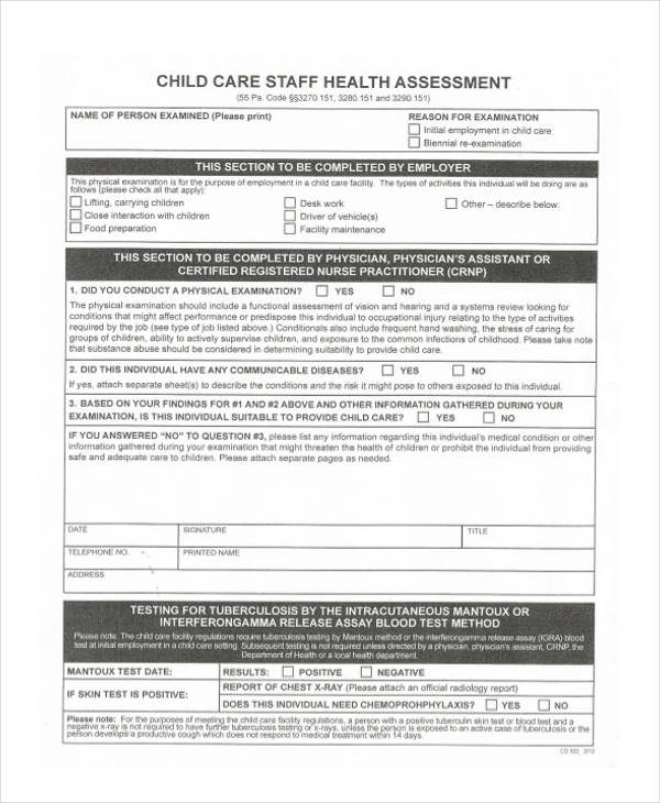 child care staff health assessment form1