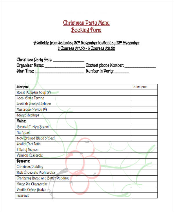 christmas party reservation