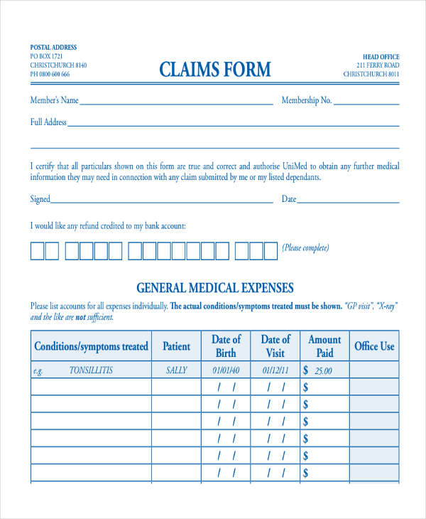 claim medical form