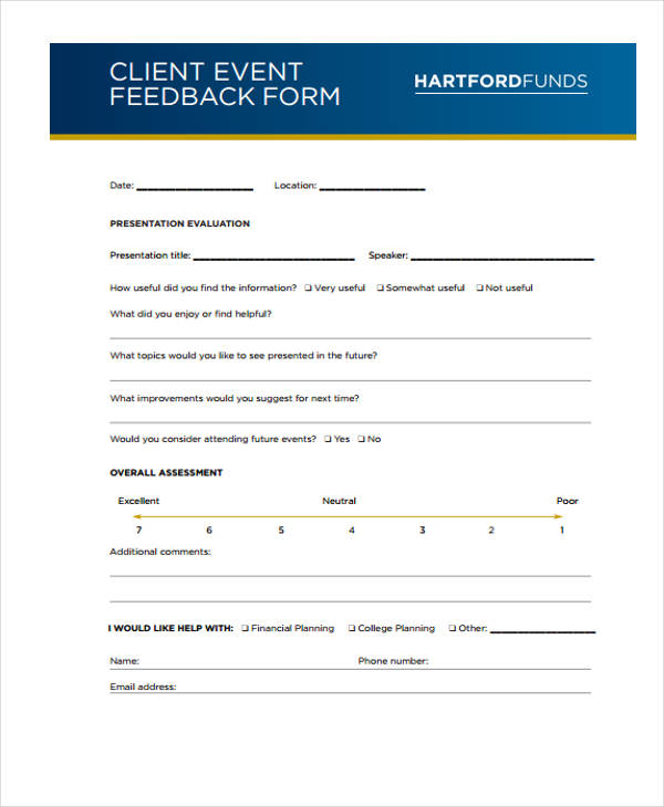 client event feedback form