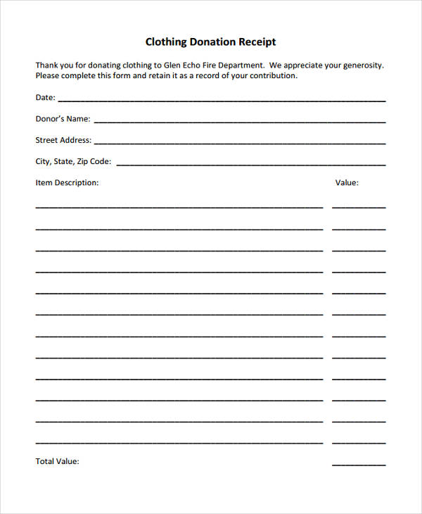 Clothing Donations Worksheet Printable