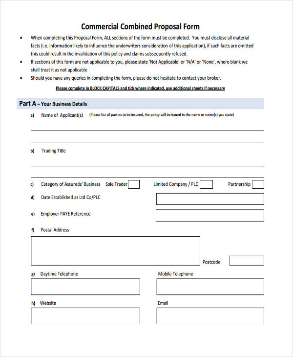 FREE 49+ Insurance Proposal Forms in PDF MS Word Excel