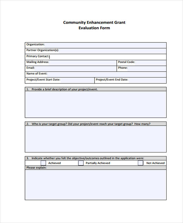 community enhancement grant evaluation form