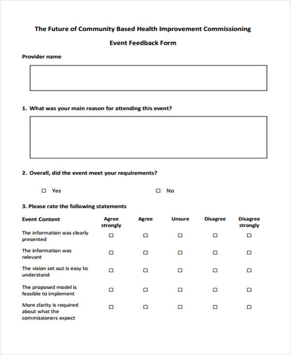 community event feedback form sample