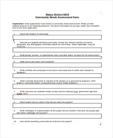 community health needs assessment form6 390