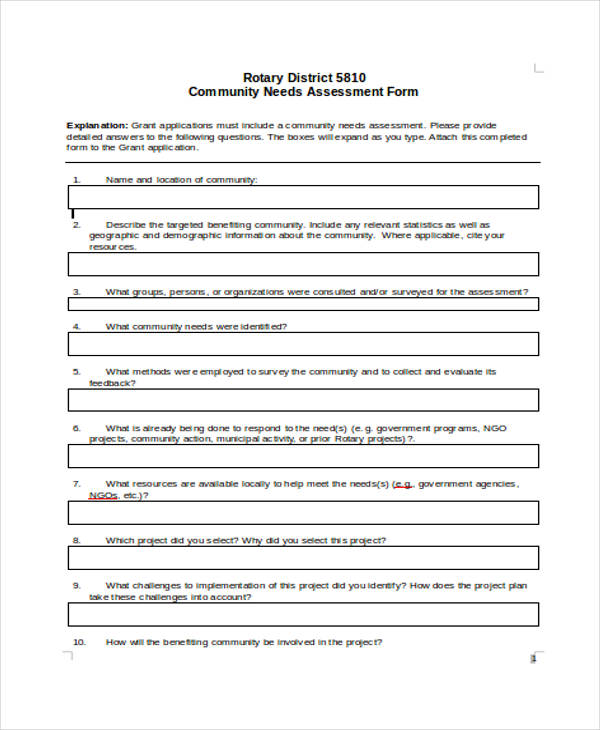 Free 31 Needs Assessment Forms In Pdf Ms Word Excel 2505