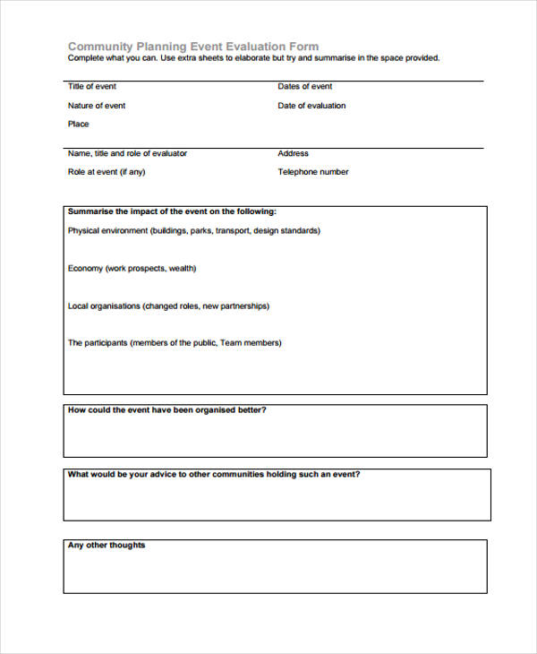 community planning event evaluation form