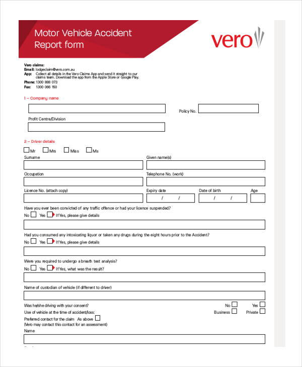 Vehicle Accident Report Template