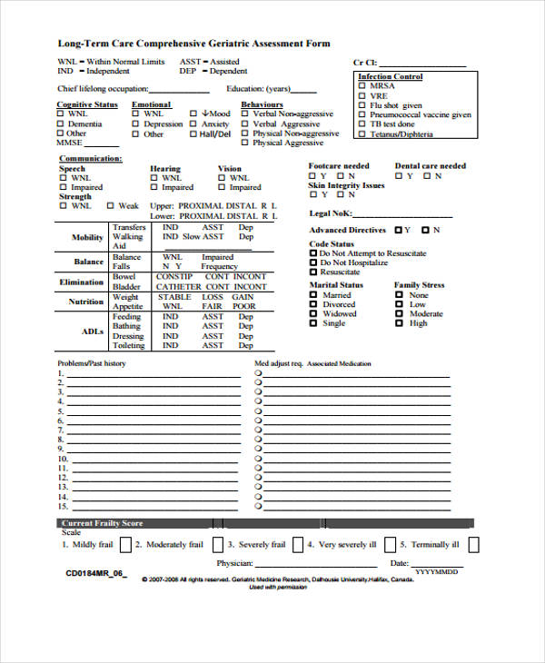 comprehensive mental health nursing assessment form