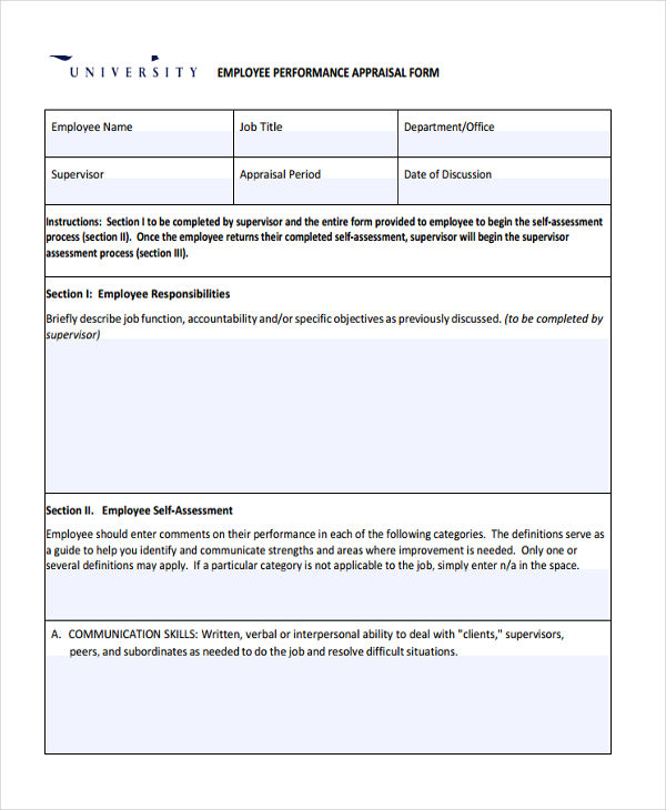 FREE 27+ Performance Appraisal Form Samples in PDF