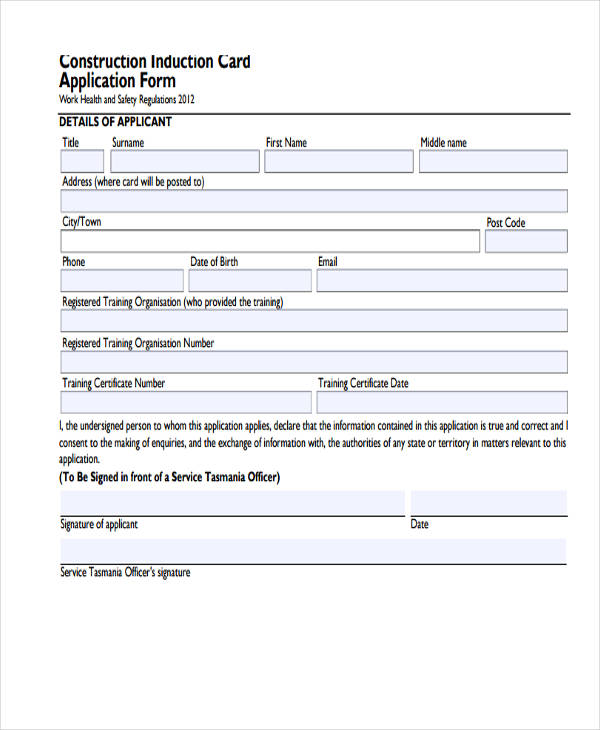 FREE 11 Construction Application Forms In PDF MS Word