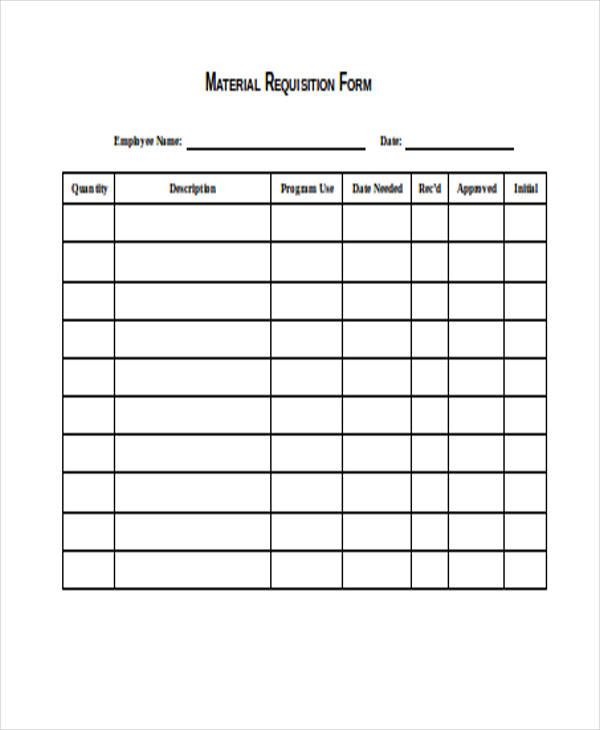 Free 14 Material Requisition Forms In Pdf Ms Word