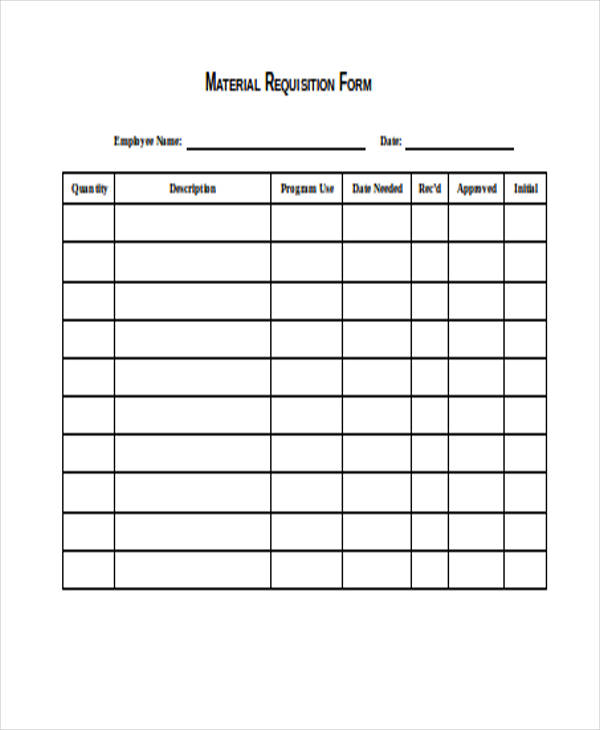 construction material requisition form