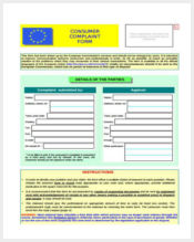 consumer complaint form format