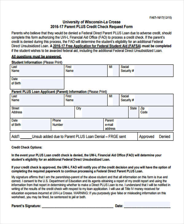 credit check request form