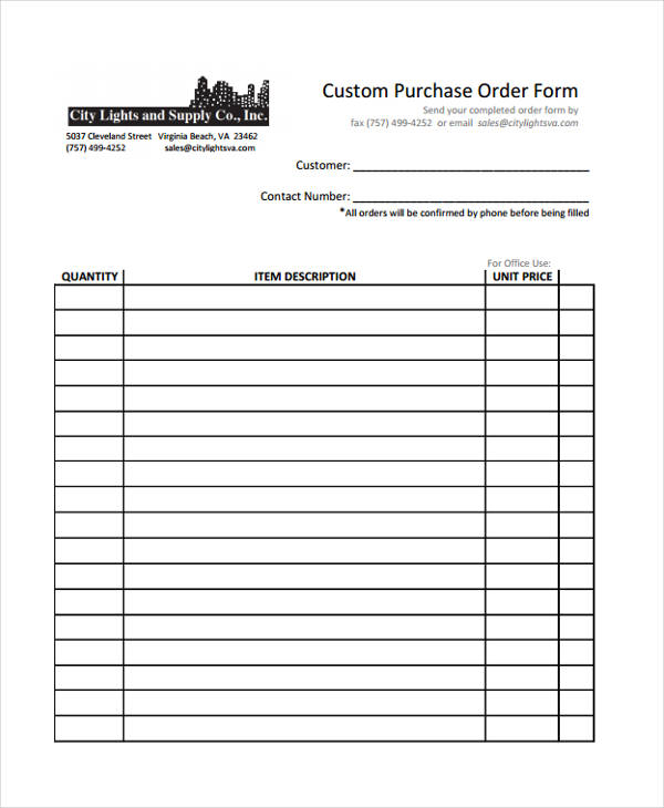 custom purchase order