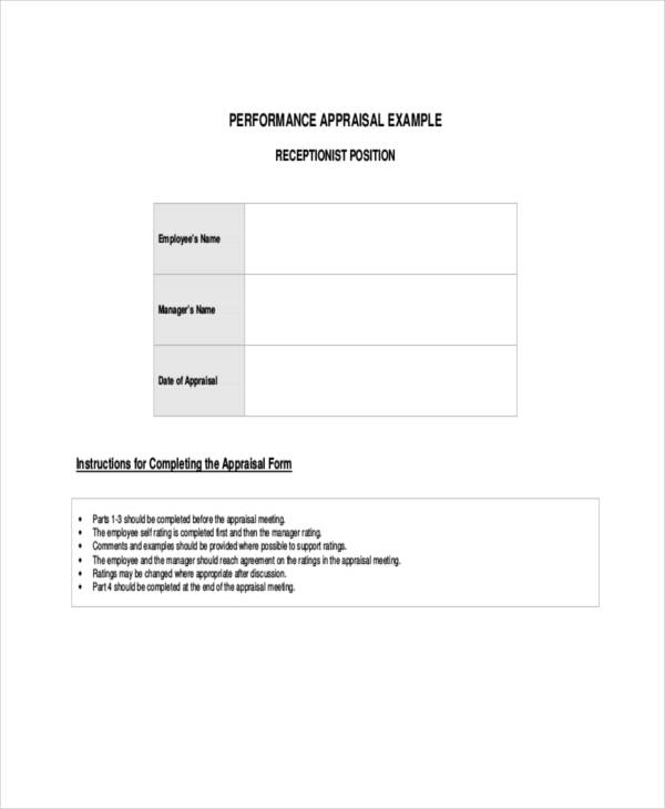 customer service appraisal form